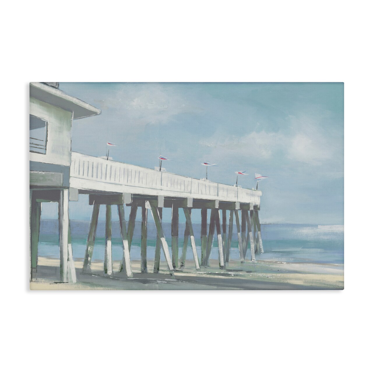 Stupell Industries Extended Pier over Beach Canvas Wall Art Design by Liz Jardine